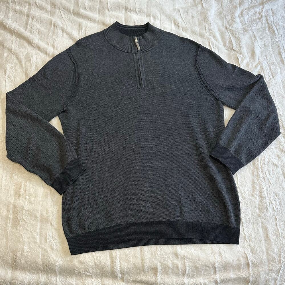 Tommy Bahama Reversible 1/2 Zip Men's Sweatshirt Charcoal Heather XL